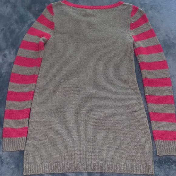 Mudd Medium gray and pink striped sweater long sweater thick - Picture 4 of 4